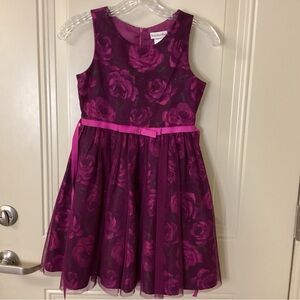 Sweet Heart Rose Girls Magenta Floral Tulle Dress SZ 10 EUC